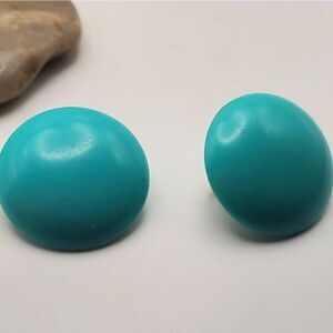 Retro lightning blue round clip on‎ earrings